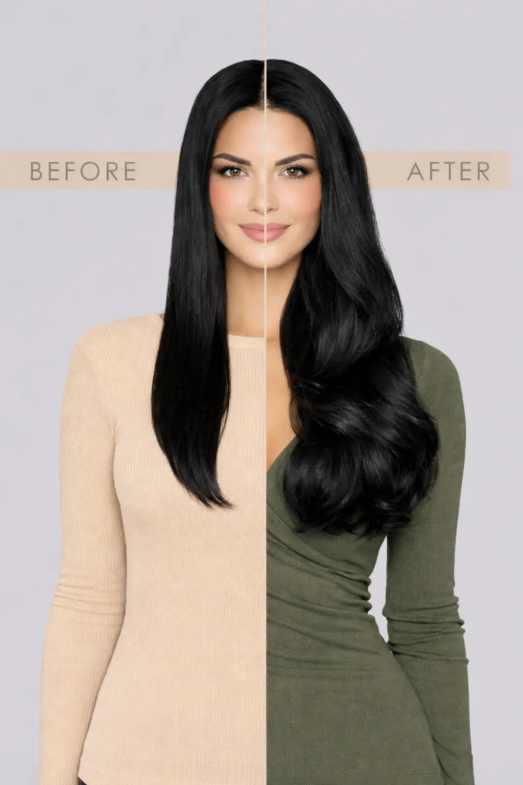 before and after hair extensions colour 1b